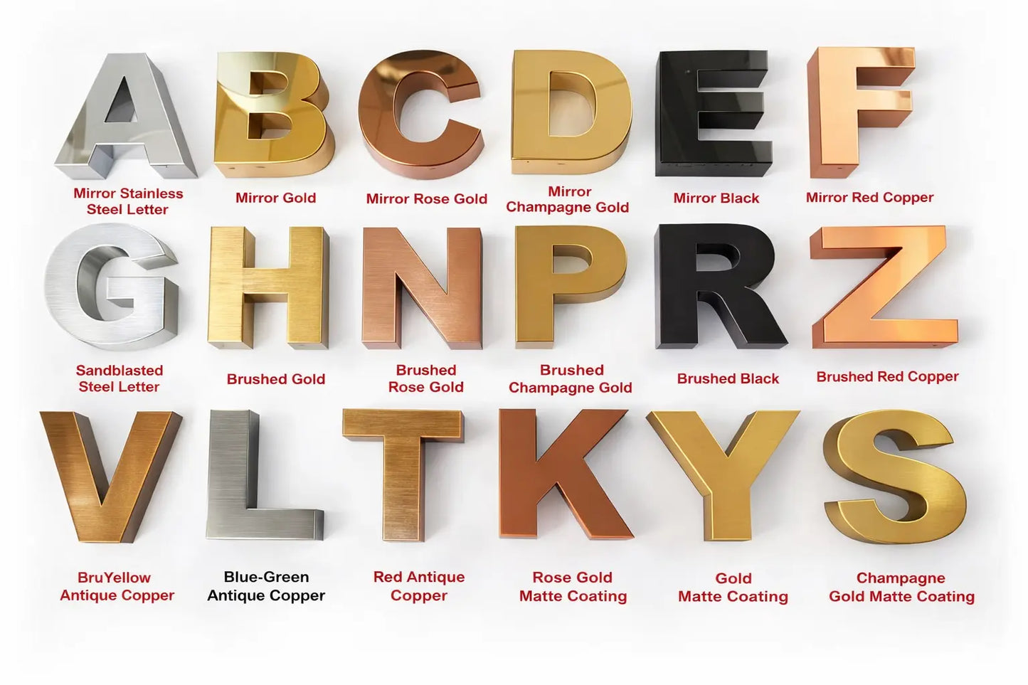 metallic backlit letters finish outdoor signs