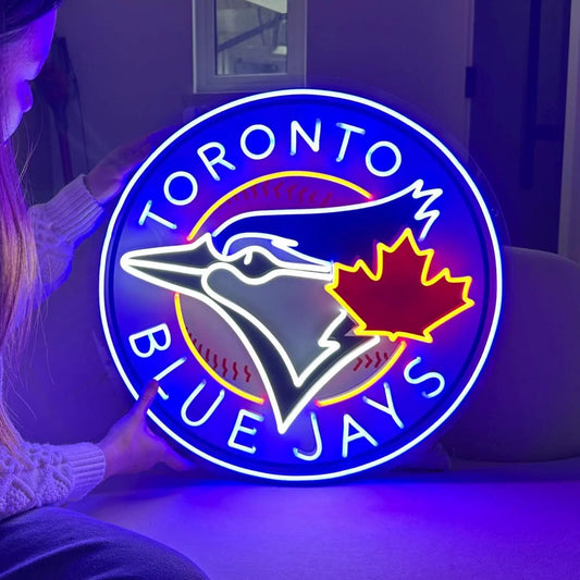 BLUE JAYS NEON SIGN | BASEBALL FAN LED SPORTS WALL LIGHT Nightglow Studio