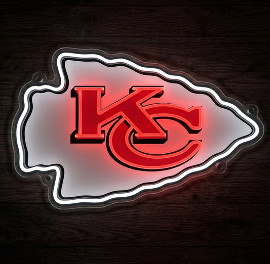 KANSAS CITY CHIEFS NEON SIGN | NFL FOOTBALL WALL LIGHT Nightglow Studio