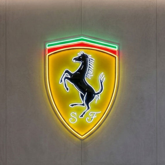 ferrari logo neon sign uv printed acrylic LED wall art for sports car enthusiast