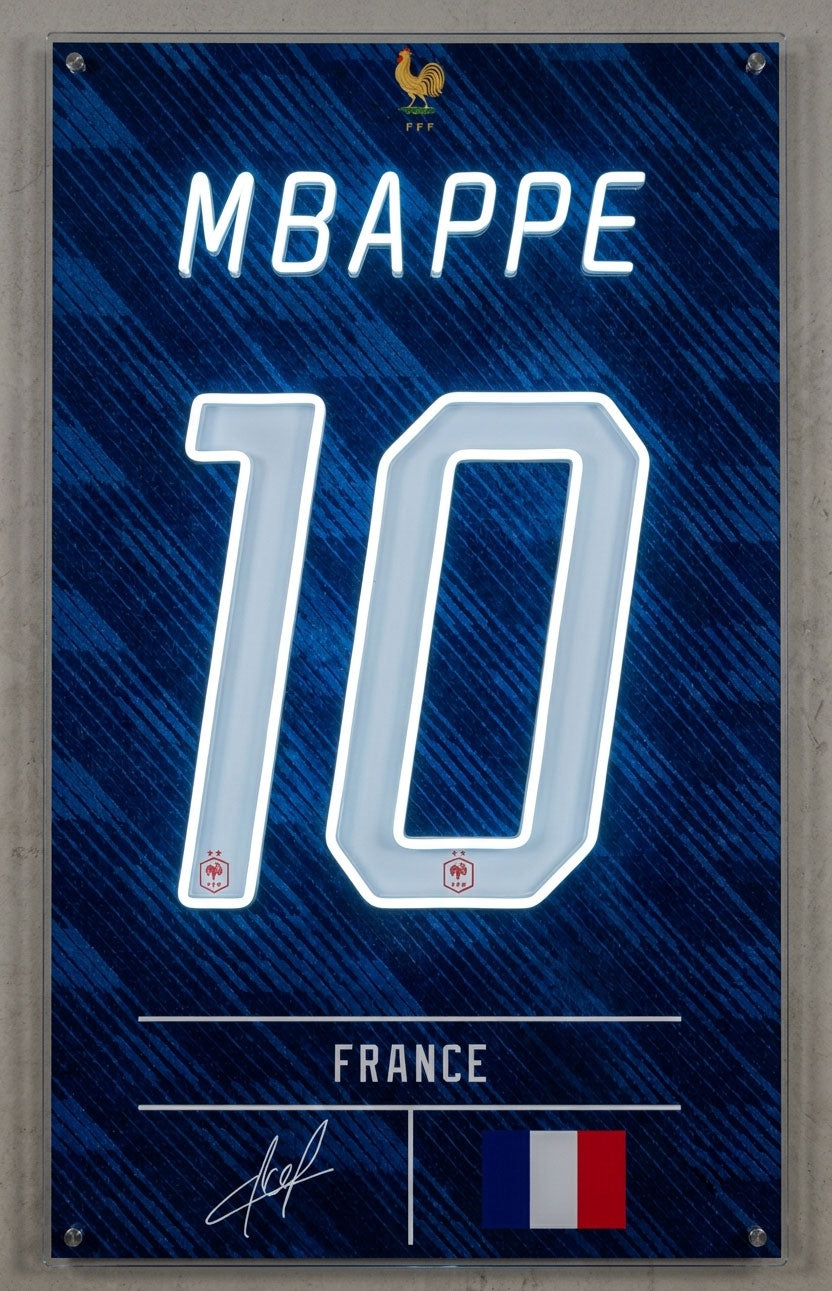 Kylian Mbappe Soccer Football Jersey Fan Art | Neon Sign LED Wall Decor Nightglow Studio