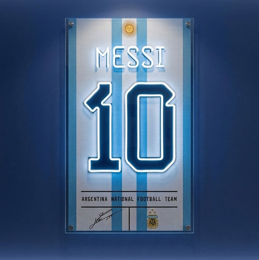 lionel messi soccer football jersey neon sign wall art messi fan art
