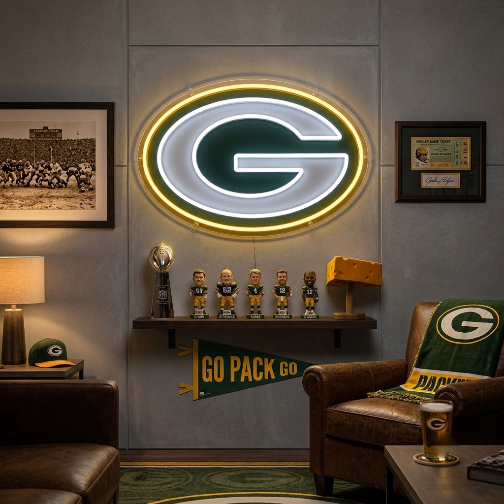 GREEN BAY PACKERS NEON SIGN | NFL FOOTBALL WALL LIGHT Nightglow Studio