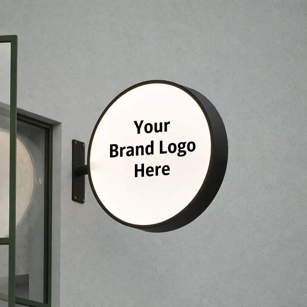 custom outdoor round light box sign for business