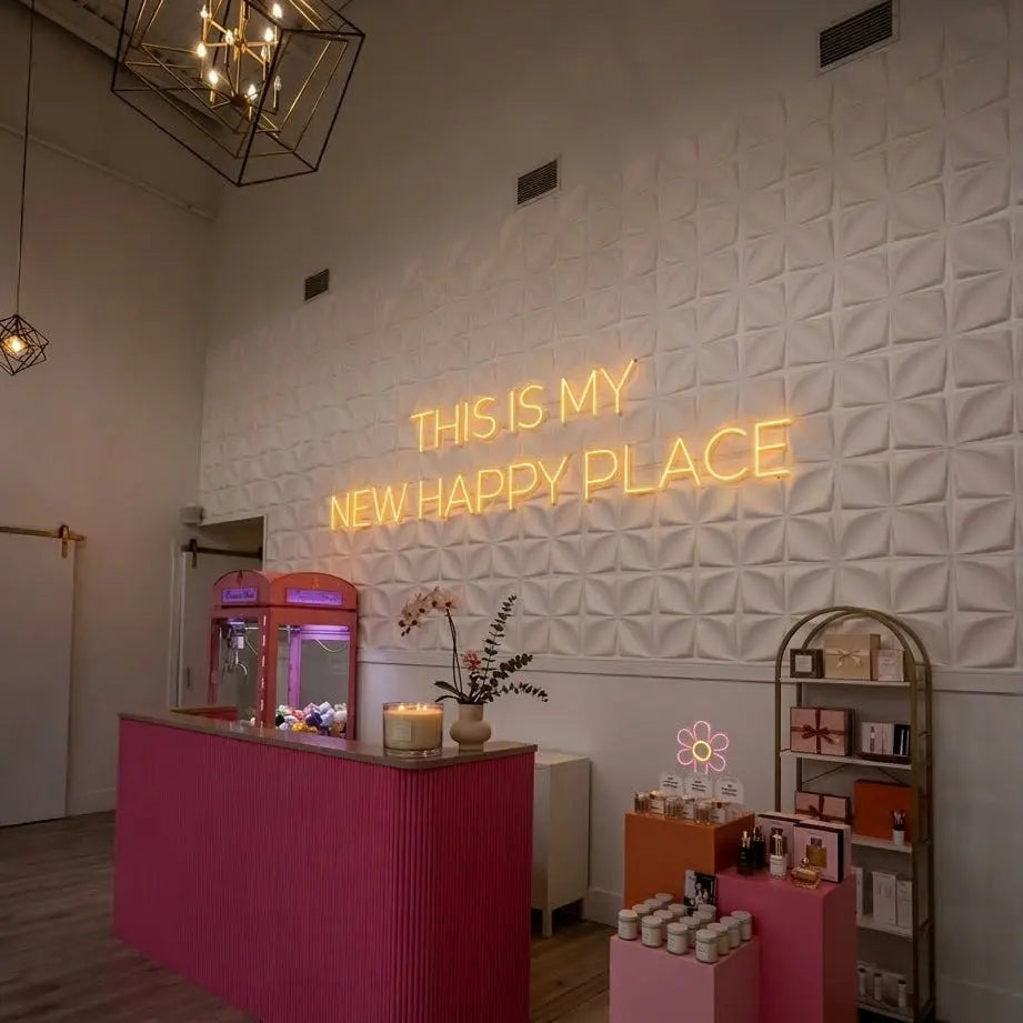 THIS IS MY NEW HAPPY PLACE NEON SIGN | LED WALL LIGHT DECOR Nightglow Studio