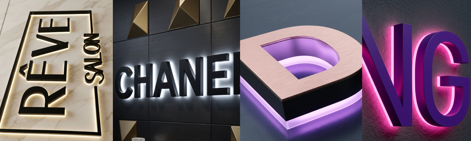 LED backlit illuminated 3D letter signage