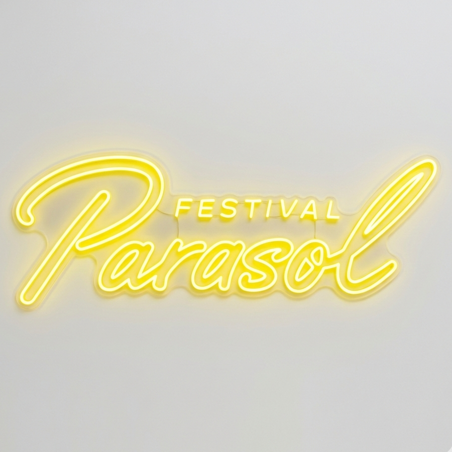 custom neon sign for Festival Parasol outdoor event stage
