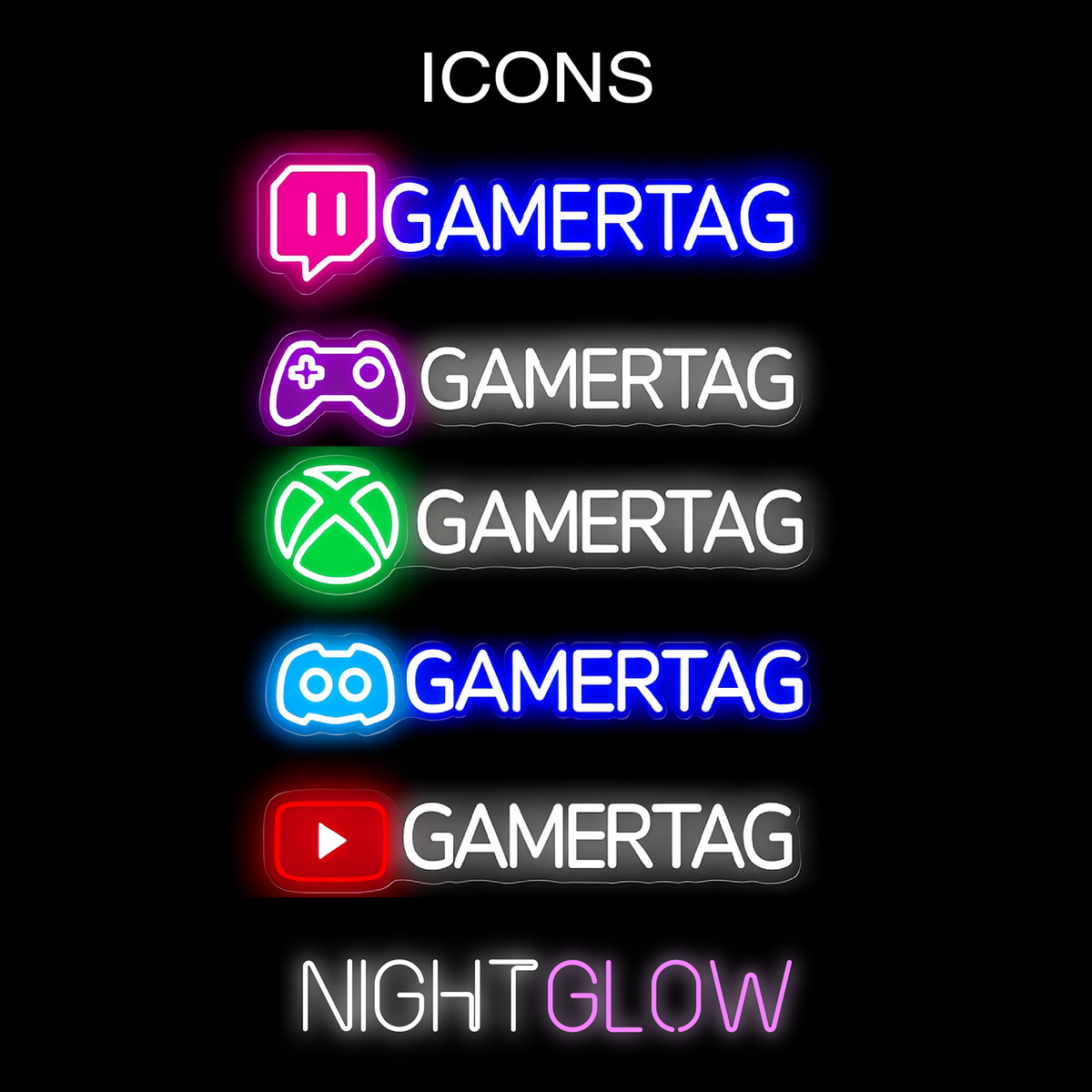 GAMERTAG USERNAME NEON SIGN  — LED NEON SIGN Nightglow Studio