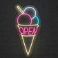 ICE CREAM CONE OPEN SIGN - LED NEON SIGN FOR CAFE AND BUSINESS Nightglow Studio