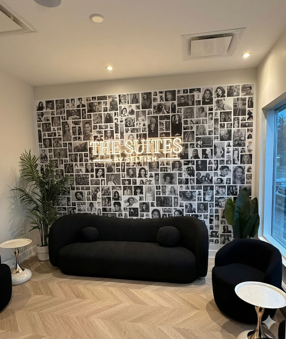 warm white custom LED neon sign on a photo wallpaper