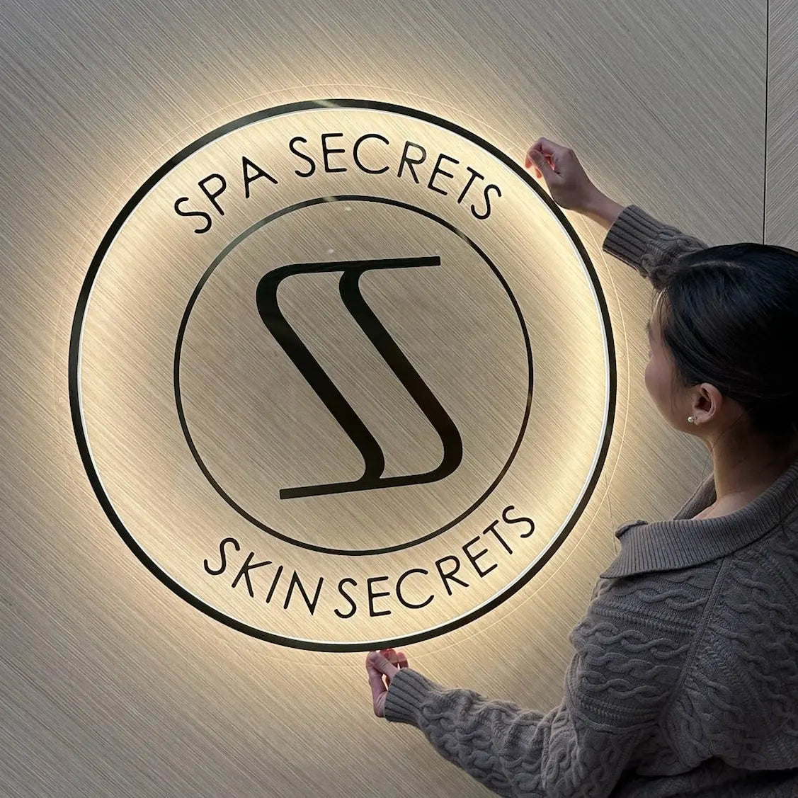 custom acrylic backlit LED sign for business logo