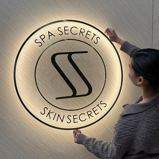 custom acrylic backlit LED sign for business logo