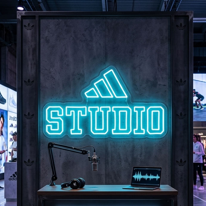 custom neon sign for adidas logo brand activation business signage