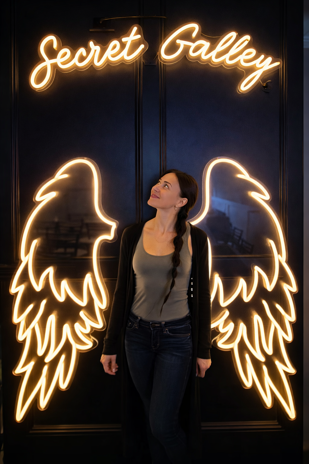 angel wings in warm white neon sign for backdrop