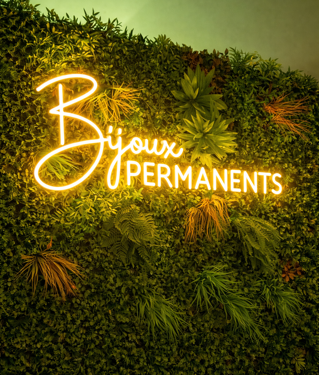 warm white neon sign for jewelry store on the grass wall feature wal, neon sign for retail store and jewelry stores