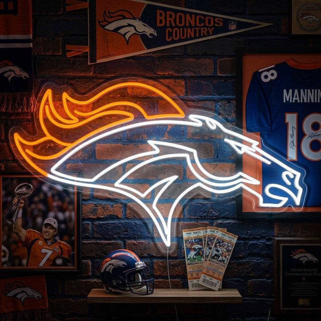 DENVER BRONCOS NEON SIGN | NFL FOOTBALL WALL LIGHT Nightglow Studio