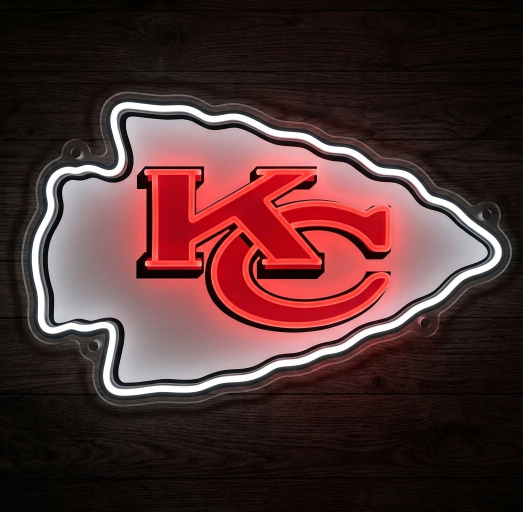 KANSAS CITY CHIEFS NEON SIGN | NFL FOOTBALL WALL LIGHT Nightglow Studio