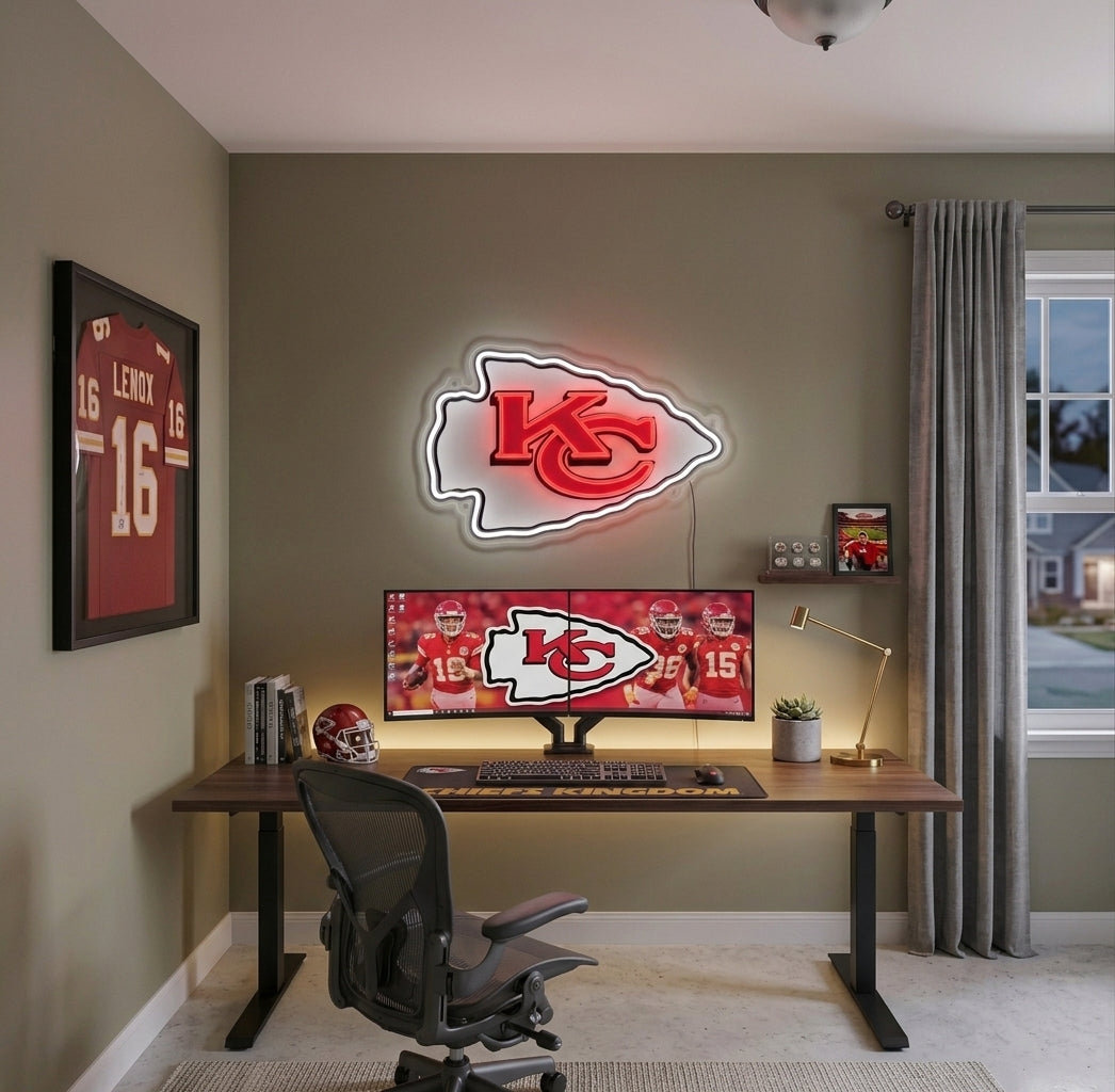 KANSAS CITY CHIEFS NEON SIGN | NFL FOOTBALL WALL LIGHT Nightglow Studio