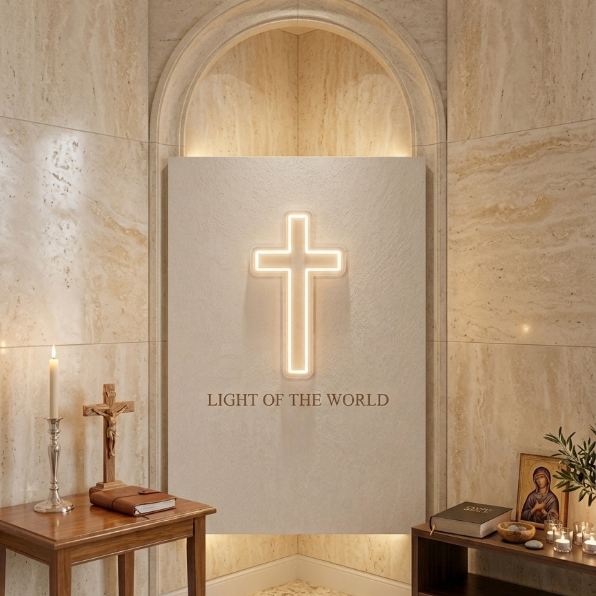 jesus christ cross neon sign for church faith and prayer room