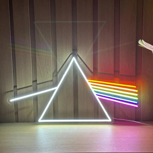PINK FLOYD DARK SIDE PRISM NEON SIGN | LED MUSIC STUDIO WALL LIGHT Nightglow Studio