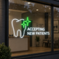 dentist tooth neon sign accepting new patients sign for dental office