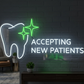 dentist tooth neon sign accepting new patients sign for dental office