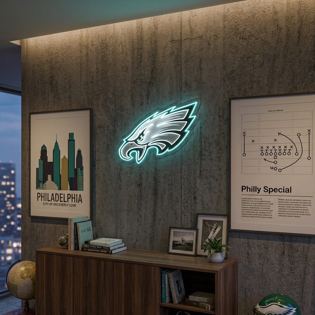 PHILADELPHIA EAGLES NEON SIGN | NFL FOOTBALL WALL LIGHT Nightglow Studio