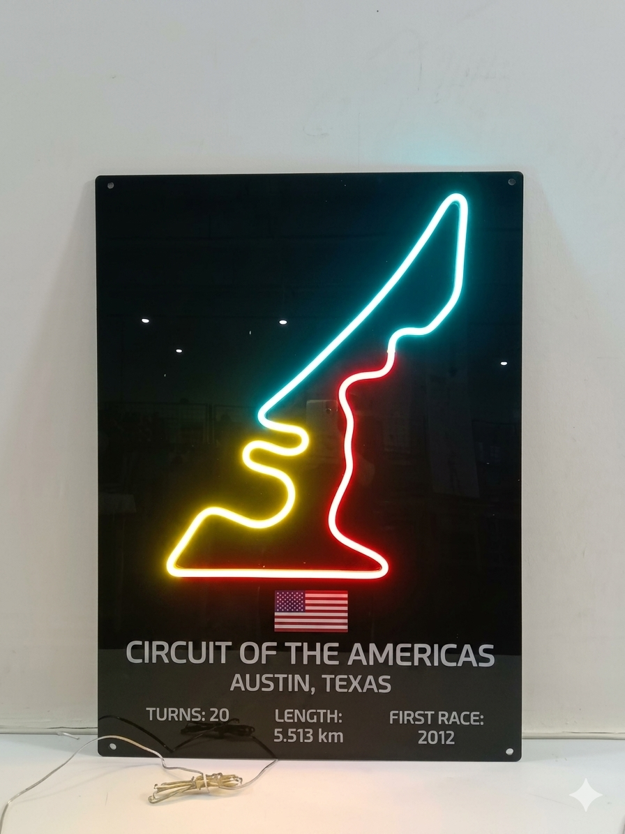f1 austin texas circuit track neon sign