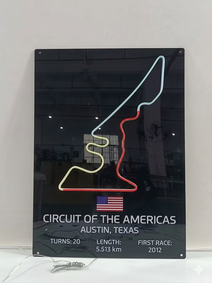 f1 austin texas circuit track neon sign