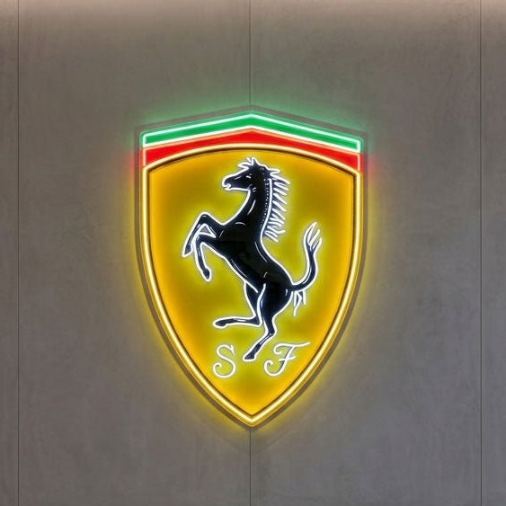ferrari logo neon sign uv printed acrylic LED wall art for sports car enthusiast