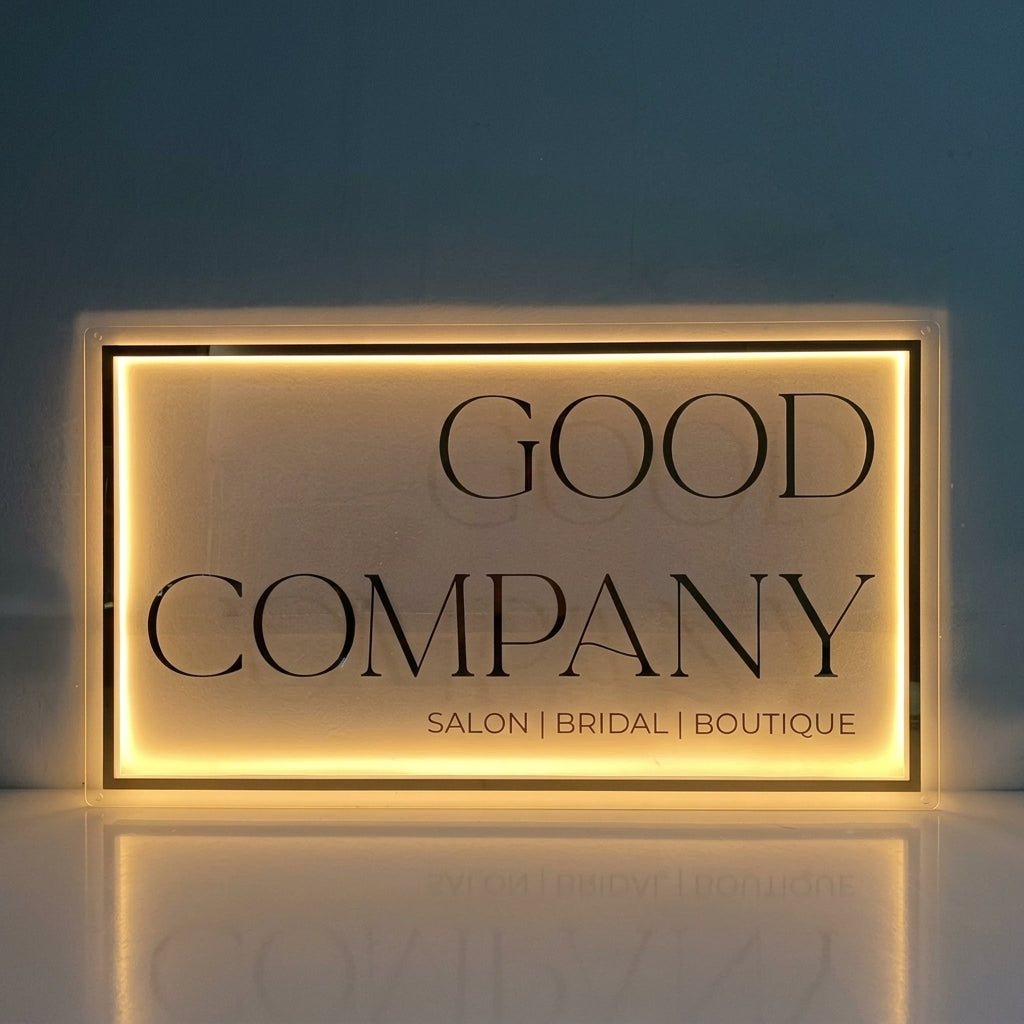 acrylic backlit sign for business LED sign for salon boutique retail luxury store