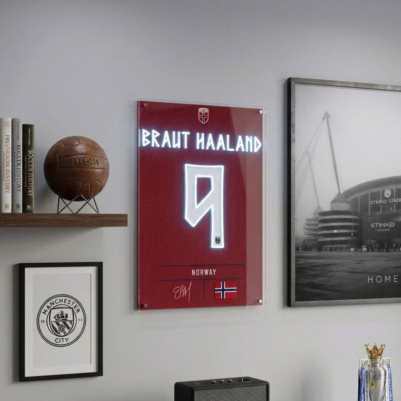 haaland soccer football jersey neon sign fan art haaland wall art poster 