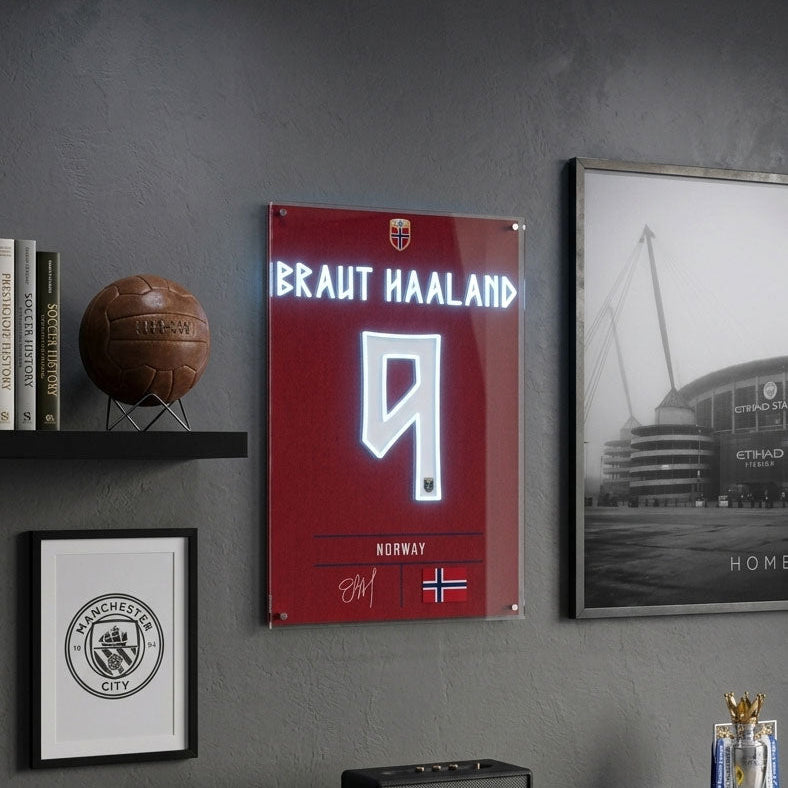 haaland soccer football jersey neon sign fan art haaland wall art poster 