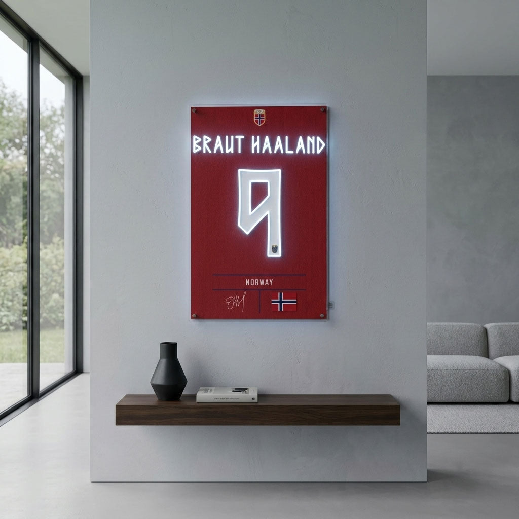 haaland soccer football jersey neon sign fan art haaland wall art poster 
