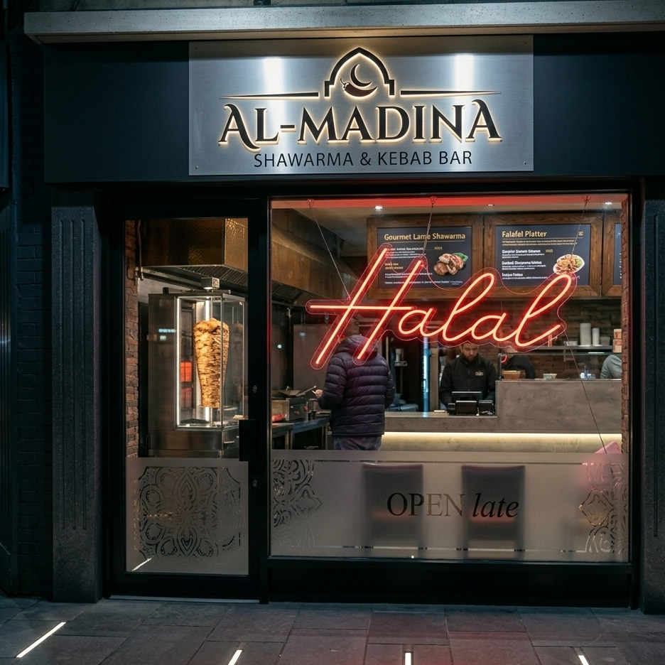halal led neon sign open sign for restaurant fast food business