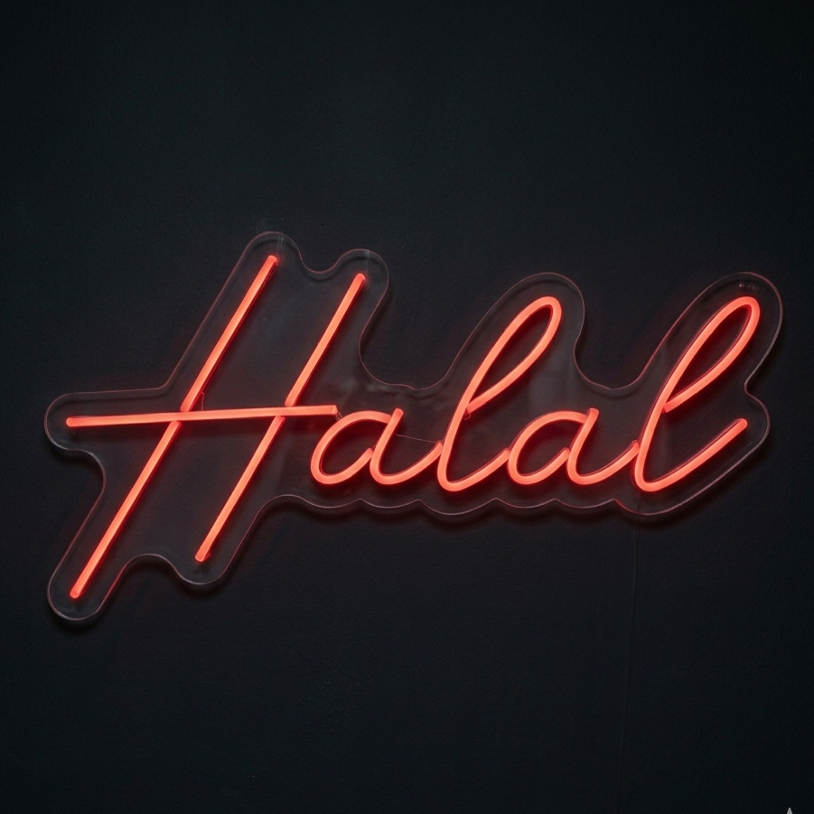 halal LED neon sign for restaurant business open sign
