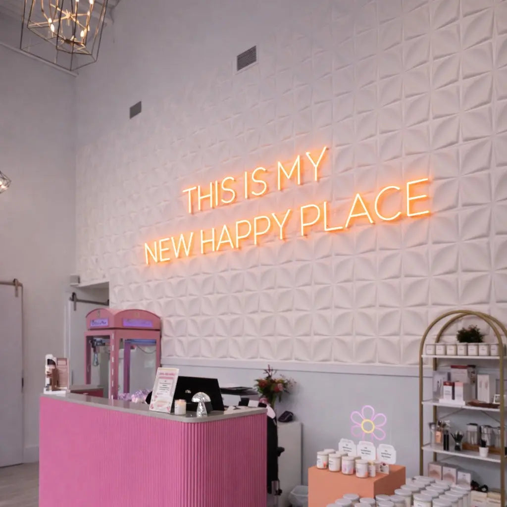 THIS IS MY NEW HAPPY PLACE NEON SIGN | LED WALL LIGHT DECOR Nightglow Studio