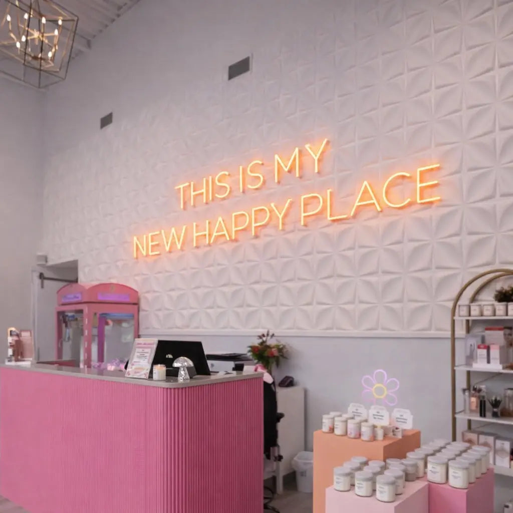 THIS IS MY NEW HAPPY PLACE NEON SIGN | LED WALL LIGHT DECOR Nightglow Studio