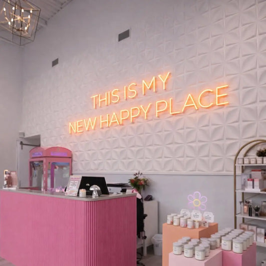 THIS IS MY NEW HAPPY PLACE NEON SIGN | LED WALL LIGHT DECOR Nightglow Studio