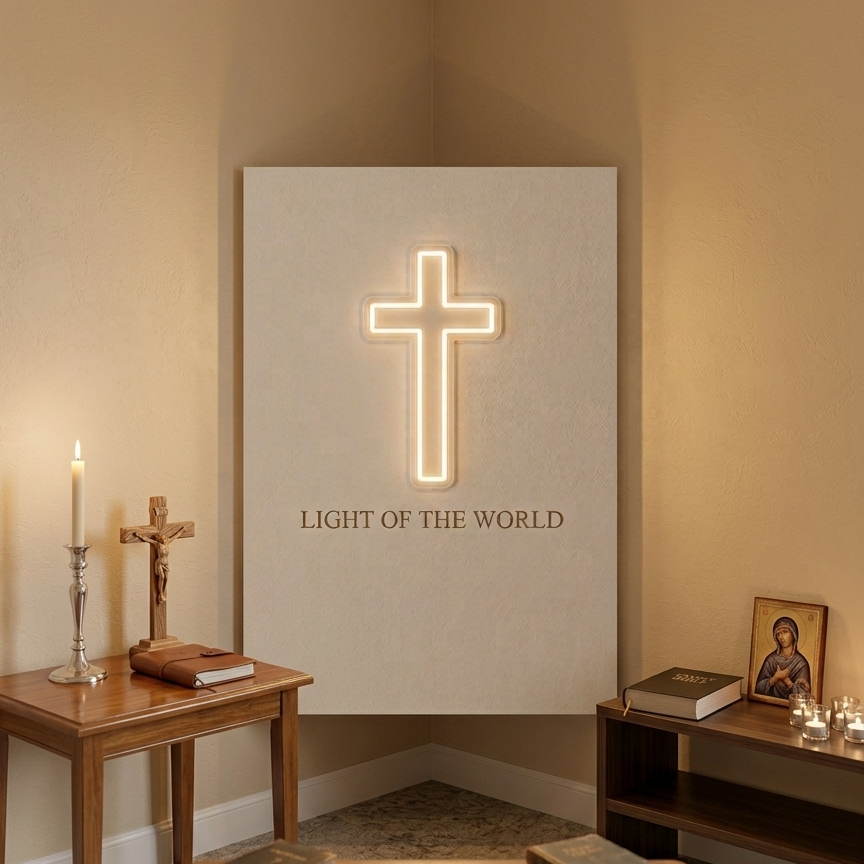 jesus christ cross neon sign for church faith and prayer room