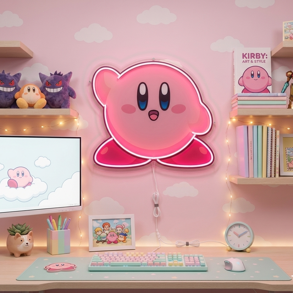kirby pokemon neon sign kawaii anime home decor 