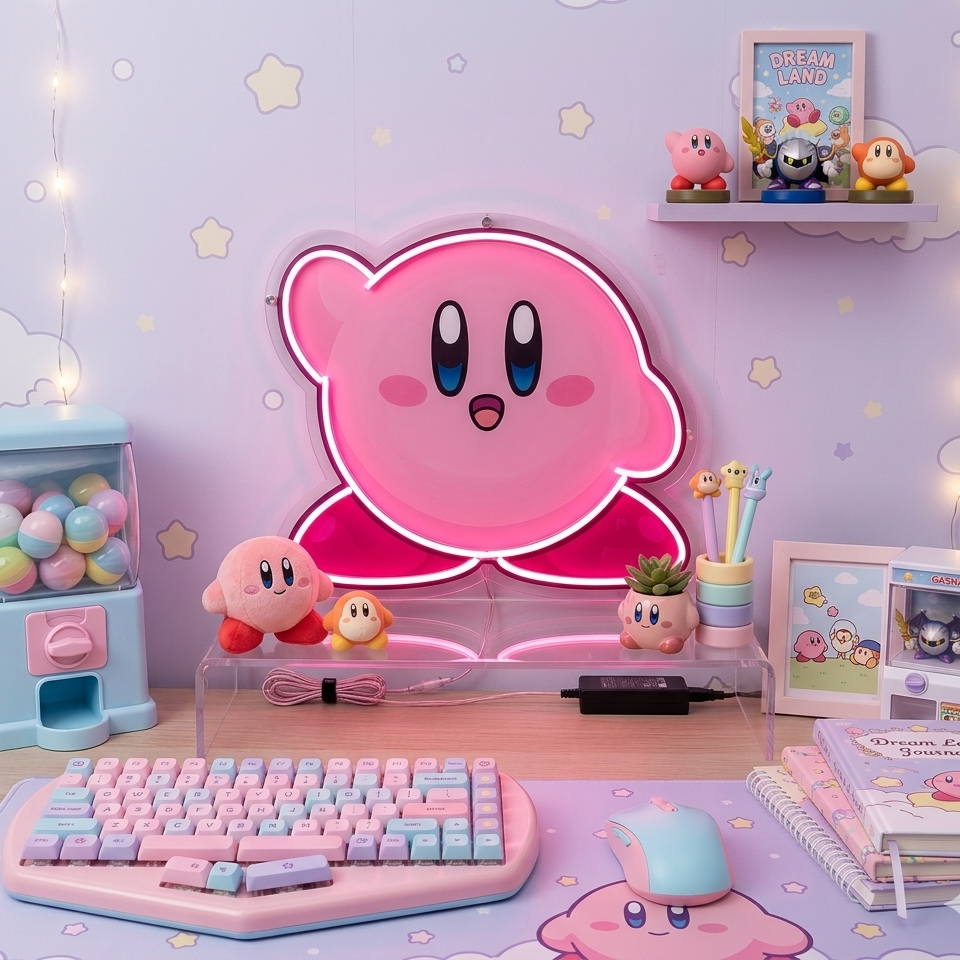 kirby pokemon neon sign kawaii anime home decor 