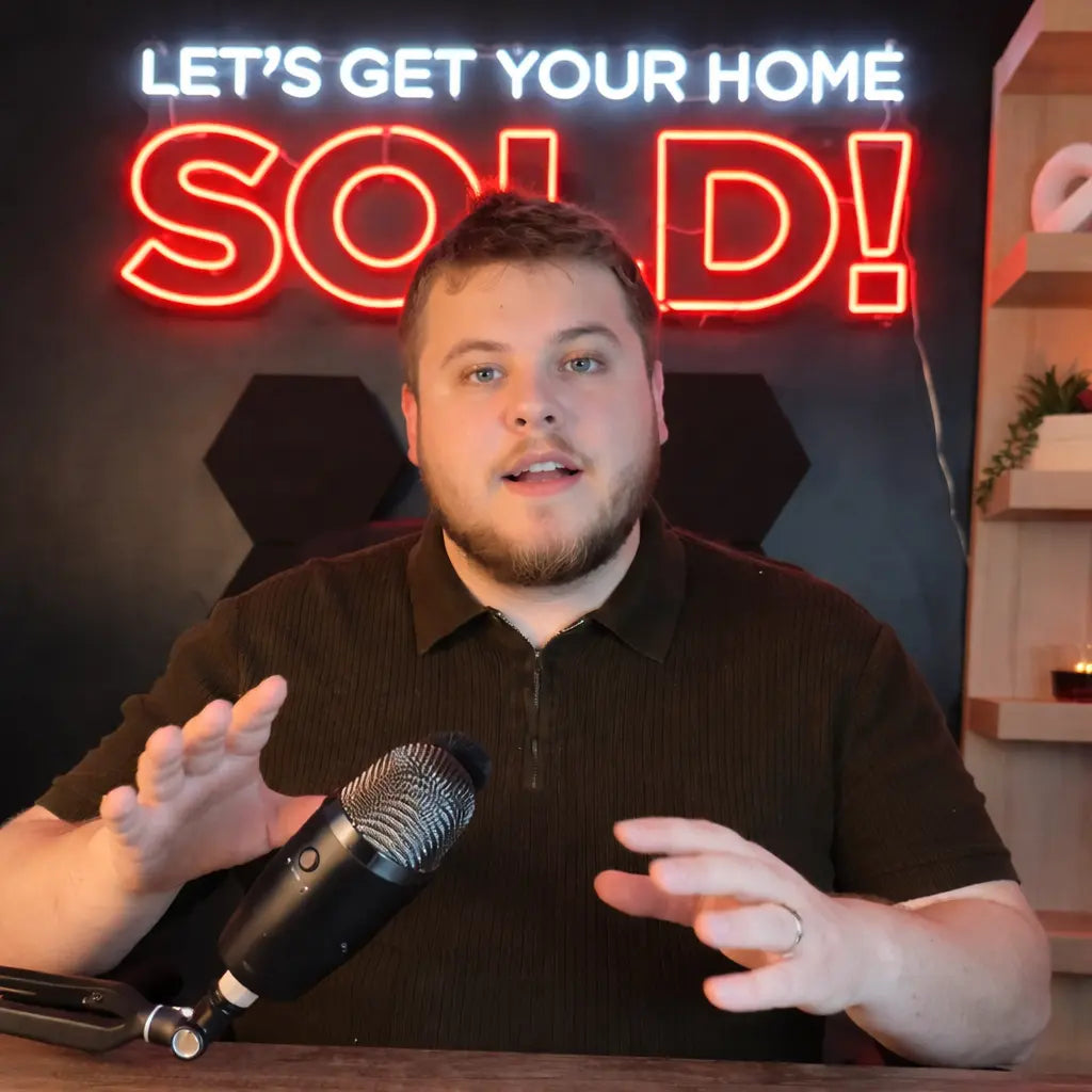 neon sign in background for realtor content creator 