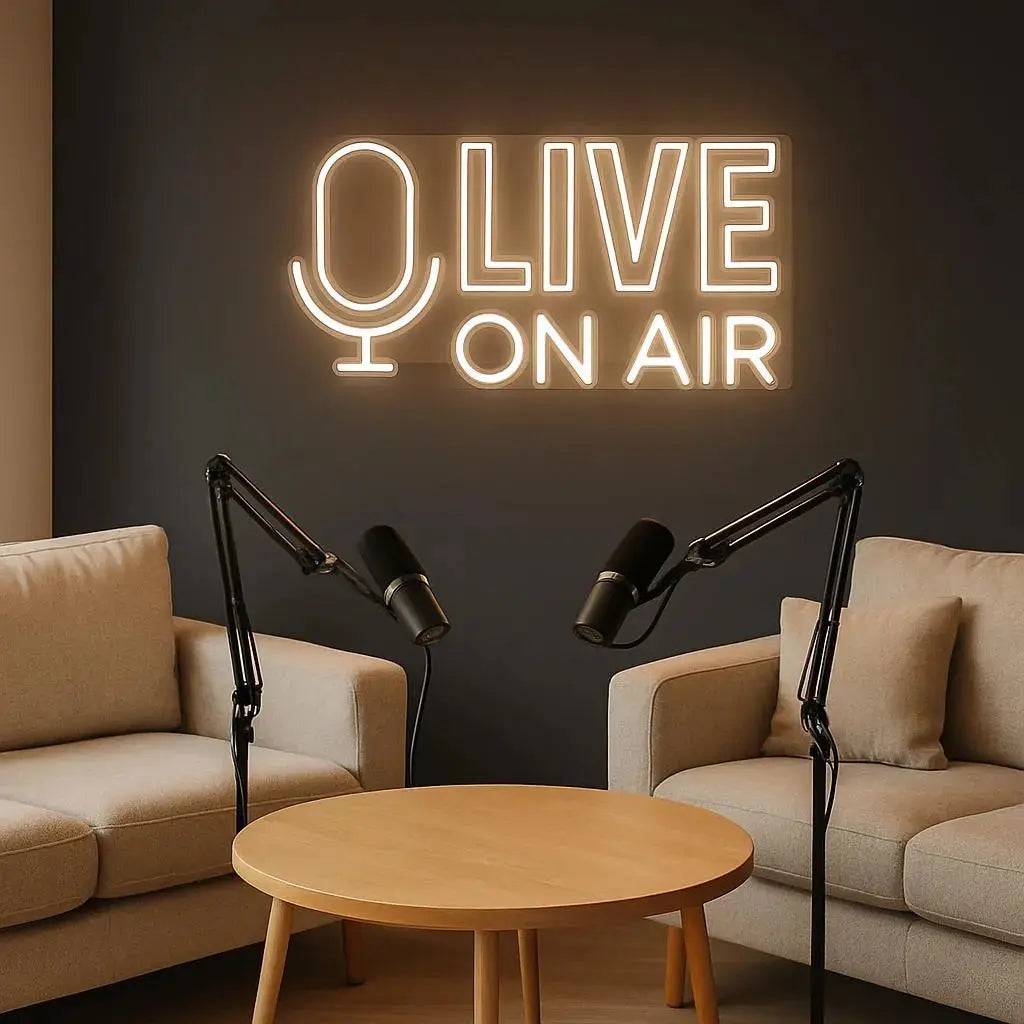 LIVE ON AIR LED NEON SIGN | RECORDING STUDIO & PODCAST LIGHT Nightglow Studio