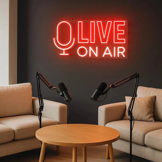 LIVE ON AIR LED NEON SIGN | RECORDING STUDIO & PODCAST LIGHT Nightglow Studio