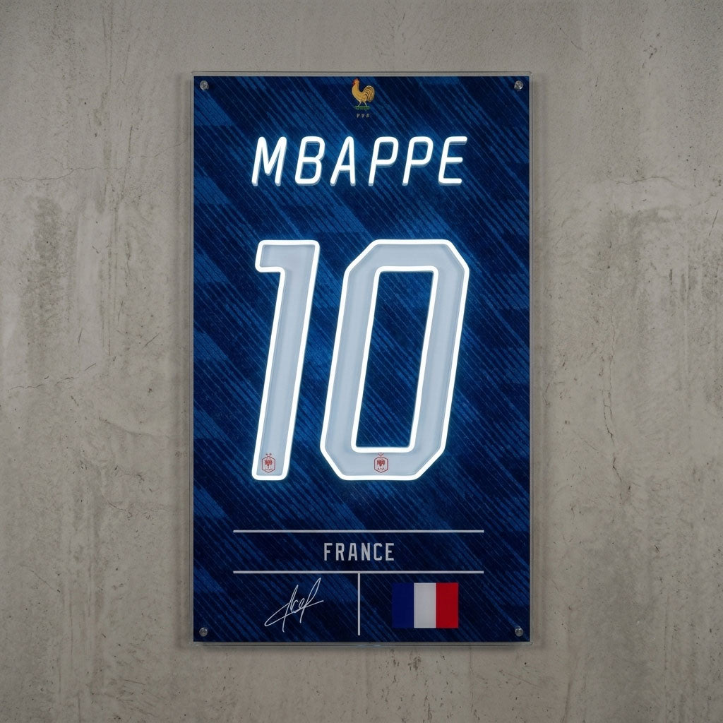 mbappe soccer football jersey neon sign wall art mbappe fan art 
