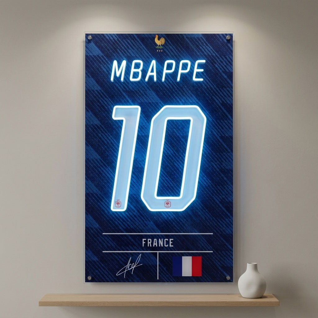 mbappe soccer football jersey neon sign wall art mbappe fan art 