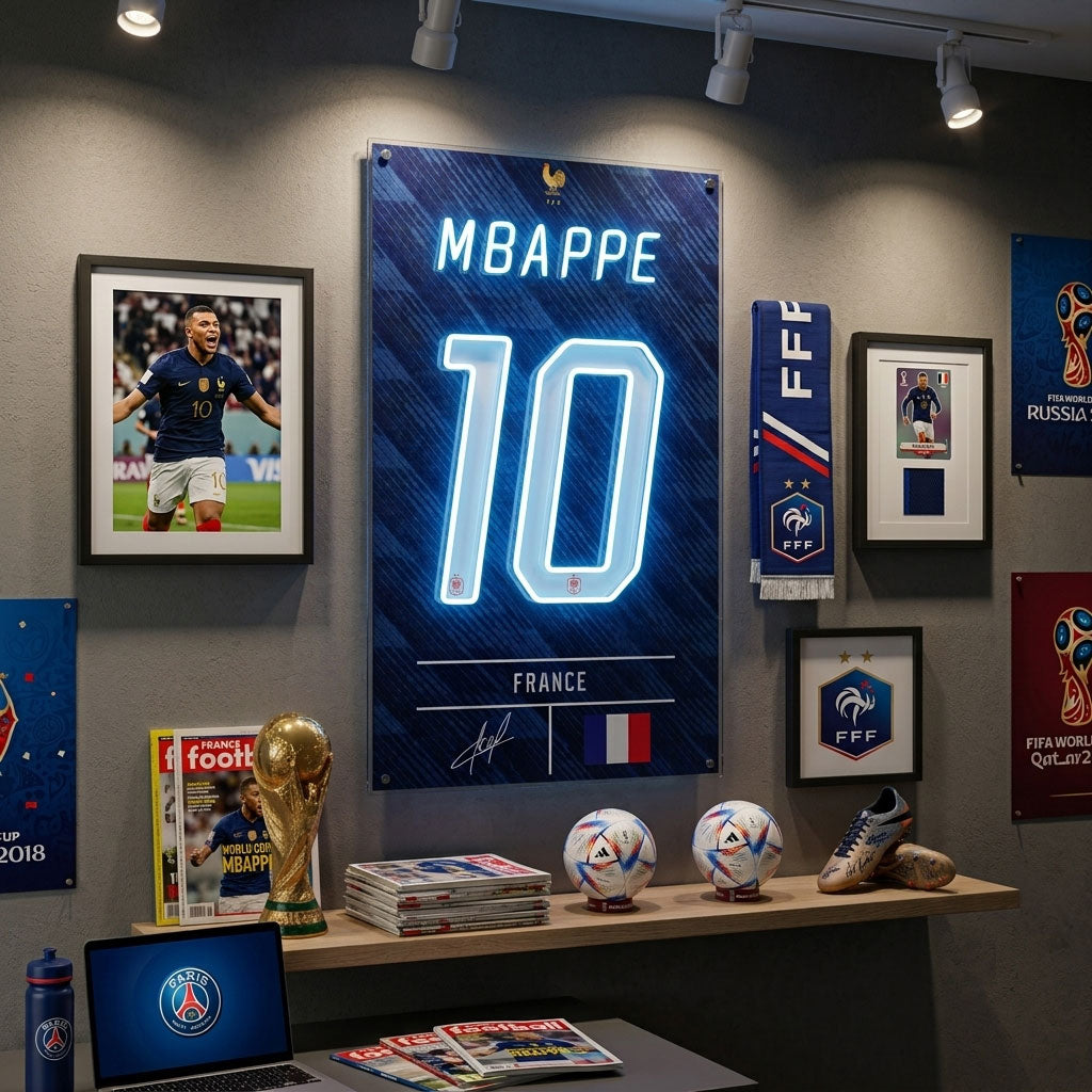 mbappe soccer football jersey neon sign wall art mbappe fan art 