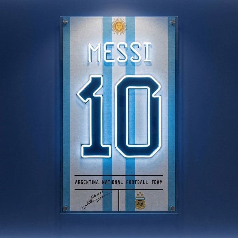 lionel messi soccer football jersey neon sign wall art messi fan art