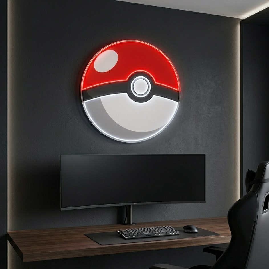 neon pokeball pokemon neon sign anime home decor